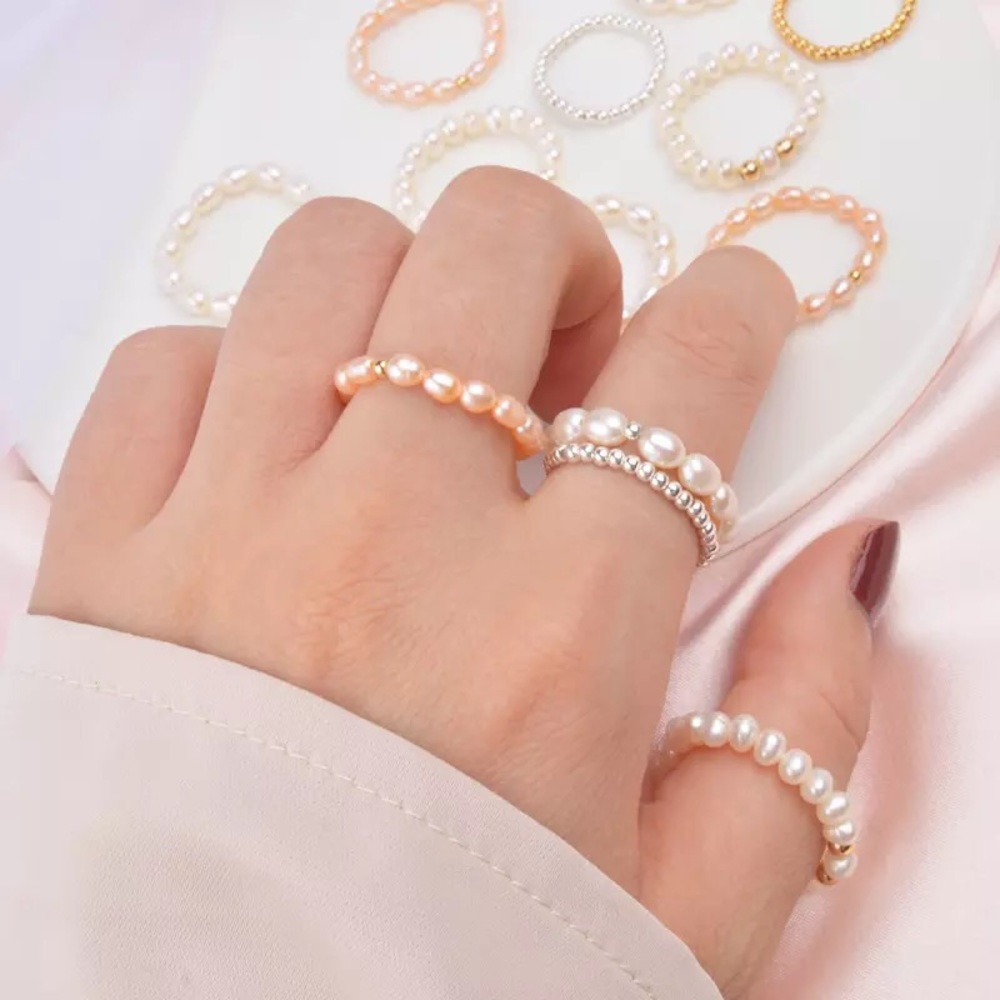 Ring freshwater pearl sterling silver 925 womens - Picture 2 of 7